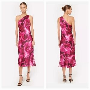 CAMI NYC Agnes Silk Swirl One Shoulder Dress S NWT